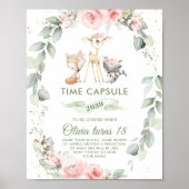 シックなウッドランド動物の緑のフローラタイムカプセル ポスター (正面)