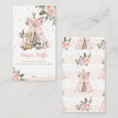 シックなウッドランド動物トライバルシャワーおむつラッフル エンクロージャーカード (正面/裏面)