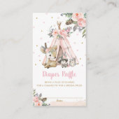 シックなウッドランド動物トライバルシャワーおむつラッフル エンクロージャーカード (正面)