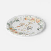 シックなウッドランド動物黄色のフローラ赤ちゃんシャワー ペーパープレート (アングル)