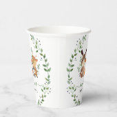 シックなウッドランド森林緑の動物の赤ちゃんシャワー 紙コップ (右)