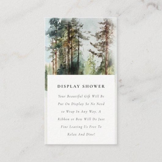 シックなウッドランド森林表示シャワーベビーシャワー エンクロージャーカード (正面)
