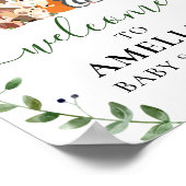 シックなウッドランド緑の動物の赤ちゃんシャワーへようこそ ポスター (角)