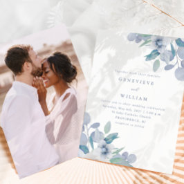 シックなエアリーブルーフローラブーケ結婚フォトズ