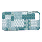 シックなエスニックフェイクパッチワークのパターン、ティール(緑がかった色)と白 Case-Mate iPhoneケース (裏面(横))