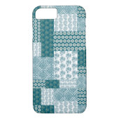 シックなエスニックフェイクパッチワークのパターン、ティール(緑がかった色)と白 Case-Mate iPhoneケース (裏面)