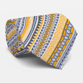 シックなエスニック部族パターンサフロンネイビーブルー ネクタイ (ロール)