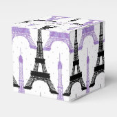 シックなエッフェルタワーパーソナライズされたパープルの好意ボックス フェイバーボックス (正面サイド)