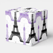 シックなエッフェルタワーパーソナライズされたパープルの好意ボックス フェイバーボックス (裏面サイド)