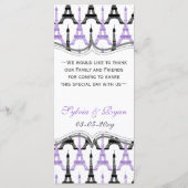 シックなエッフェルタワーパープルパーソナライズされたメニューカード メニュー (裏面)