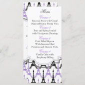 シックなエッフェルタワーパープルパーソナライズされたメニューカード メニュー (正面/裏面)