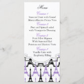 シックなエッフェルタワーパープルパーソナライズされたメニューカード メニュー (正面)