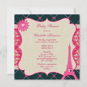 シックなエッフェル塔のベビーシャワー 招待状 (裏面)