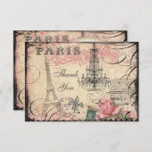 シックなエッフェル塔及びシャンデリアは感謝していしています サンキューカード (正面/裏面)