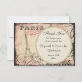 シックなエッフェル塔及びシャンデリアは結婚式感謝していしています サンキューカード (裏面)