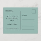 シックなエメラルドとピンクのフローラエレガントが日付を保存 案内ポストカード (裏面)