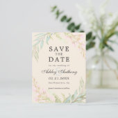 シックなエメラルドとピンクのフローラエレガントが日付を保存 案内ポストカード (スタンド正面)