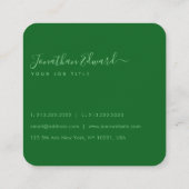 シックなエメラルドアメリカンバルドイーグル抽象芸術モノグラム スクエア名刺 (裏面)