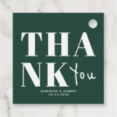 シックなエメラルドグリーンはっきりしたサンキューウェディングパーティー フェイバータグ (裏面)