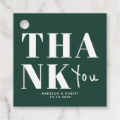 シックなエメラルドグリーンはっきりしたサンキューウェディングパーティー フェイバータグ (正面)