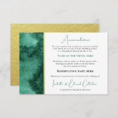 シックなエメラルドグリーンウォーターカラーウォッシュアコモデーション エンクロージャーカード (正面/裏面)