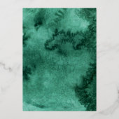 シックなエメラルドグリーンカラー洗浄金ゴールド赤面バラ 箔招待状 (裏面)