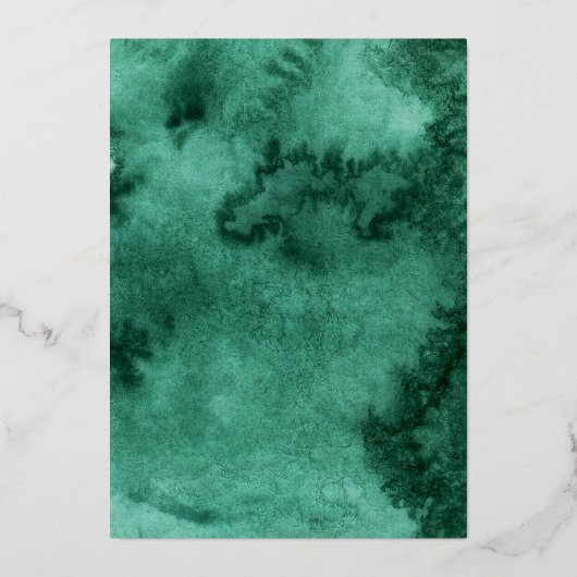 シックなエメラルドグリーンカラー洗浄金ゴールド赤面バラ 箔招待状 (裏面)