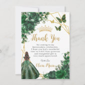 シックなエメラルドグリーンフラワーズフローラキンセアニラ サンキューカード (正面)