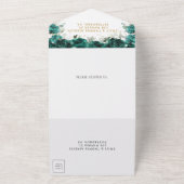 シックなエメラルドグリーンフローラ結婚の花 オールインワン招待状 (外側)