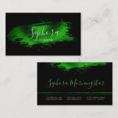 シックなエメラルドグリーンメタリックフォイル絵を描スストローク 名刺 (正面/裏面)