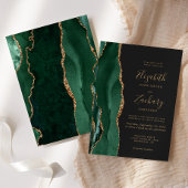シックなエメラルドグリーン金ゴールドアゲートダーク結婚ズ 招待状