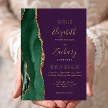 シックなエメラルドグリーン金ゴールドアゲートパープル結婚ズ