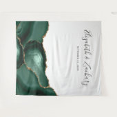 シックなエメラルドグリーン金ゴールドアゲ結婚ートのフォトブース タペストリー (正面(横))