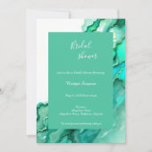 シックなエメラルドティール（緑がかった色）マーブルウォーターカラーブライダルシャワー 招待状 (正面)