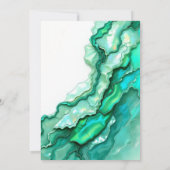 シックなエメラルドティール（緑がかった色）マーブルウォーターカラーブライダルシャワー 招待状 (裏面)