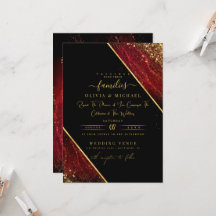 シックなエメラルドレッドダークフォイル抽象芸術アゲート結婚ト