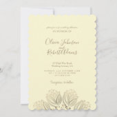 シックなエルガントクリームベージュ金ゴールドフローラ結婚写真 招待状 (裏面)
