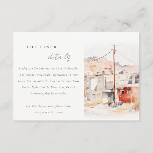 シックなエルパソテキサス州シティスケープ結婚ズ詳細 エンクロージャーカード (正面)