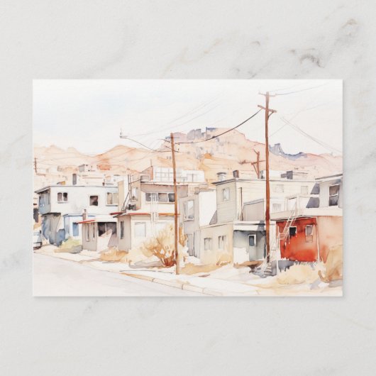 シックなエルパソテキサス州シティスケープ結婚式レセプション エンクロージャーカード (裏面)