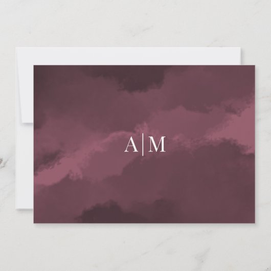 シックなエレガントウォーターカラーバーガンディーウェディングRSVPカード 招待状 (裏面)