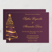 シックなエレガントクミニマルリスマス結婚ツリー 招待状 (正面/裏面)