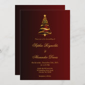 シックなエレガントクミニマルリスマス結婚ツリー 招待状 (正面/裏面)