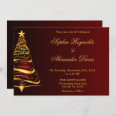 シックなエレガントクミニマルリスマス結婚ツリー 招待状 (正面/裏面)