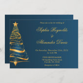 シックなエレガントクミニマルリスマス結婚ツリー 招待状 (正面/裏面)