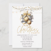 シックなエレガントクリスマスボールがクリスマスを飾る 招待状 (正面)