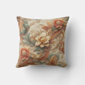 シックなエレガントクリームとレザーの花のテクスチャの外観 クッション (裏面)