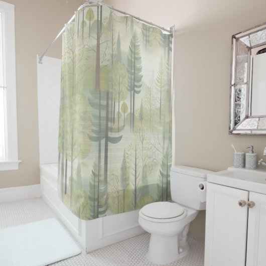 シックなエレガントクリームとレザーの花のテクスチャの外観 シャワーカーテン (インサイチュ)