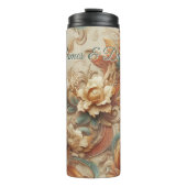 シックなエレガントクリームとレザーの花のテクスチャの外観 タンブラー (正面)