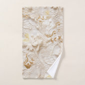 シックなエレガントクリームとレザーの花のテクスチャの外観 バスタオルセット (ハンドタオル)