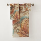 シックなエレガントクリームとレザーの花のテクスチャの外観 バスタオルセット (インサイチュ)